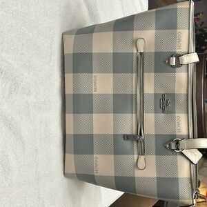 Coach blue / white plaid tote